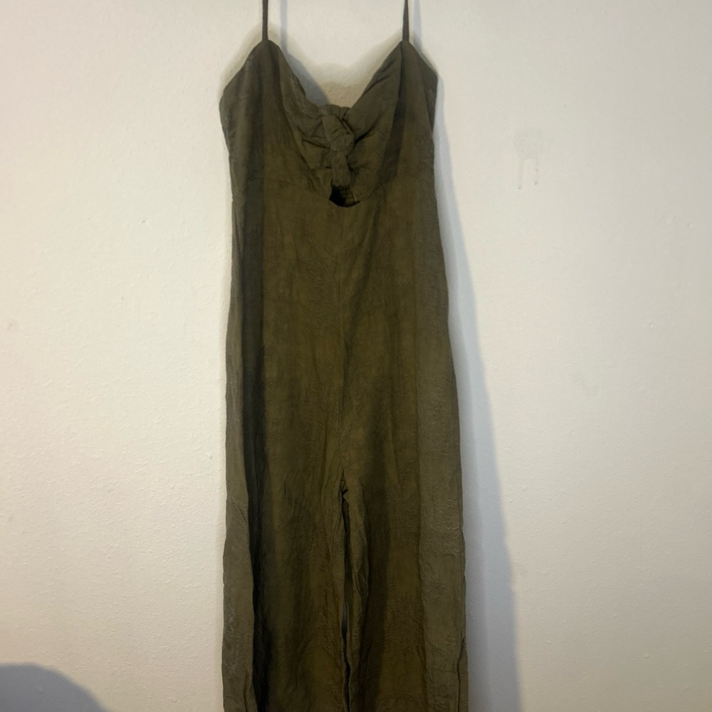 elevenses Olive Halter Tie-Front Jumpsuit - Picture 13 of 16